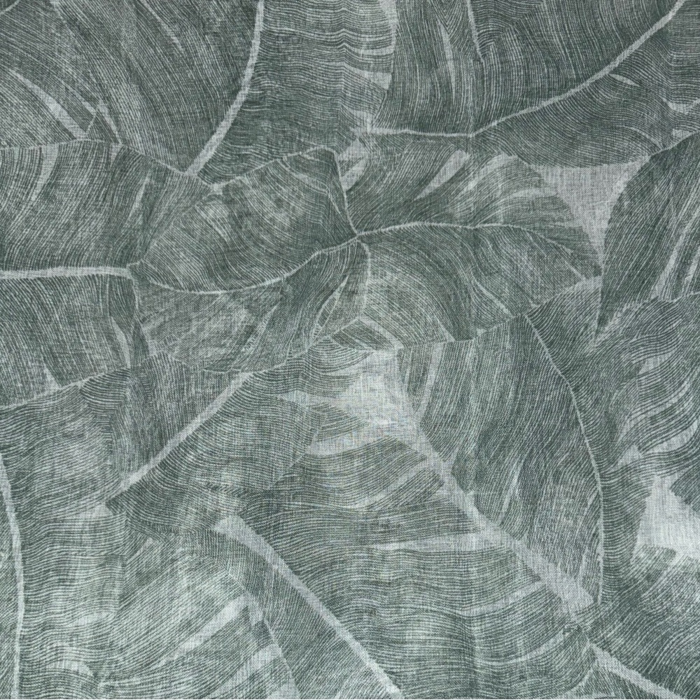Green Leaf Patterned Sheer Curtains